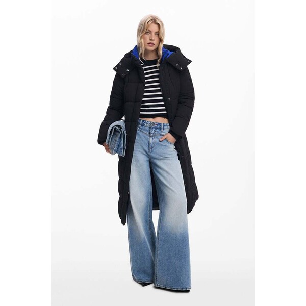 Desigual Długa pikowana kurtka z paskiem 25WWEW242000