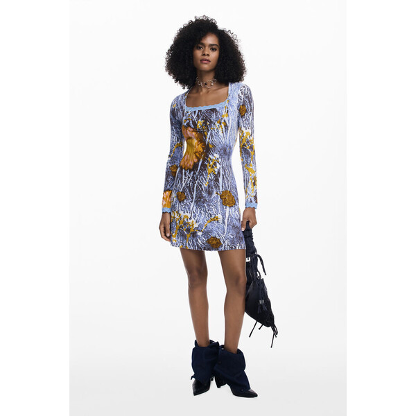 Desigual Prążkowana sukienka z guzikami 25WWVFX35080