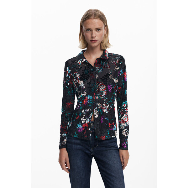Desigual Koszulka zapinana na guziki z fakturą 25WWTK532000
