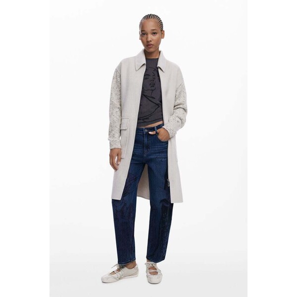 Desigual Lekki płaszcz z połączenia tkanin 25WWEW591008