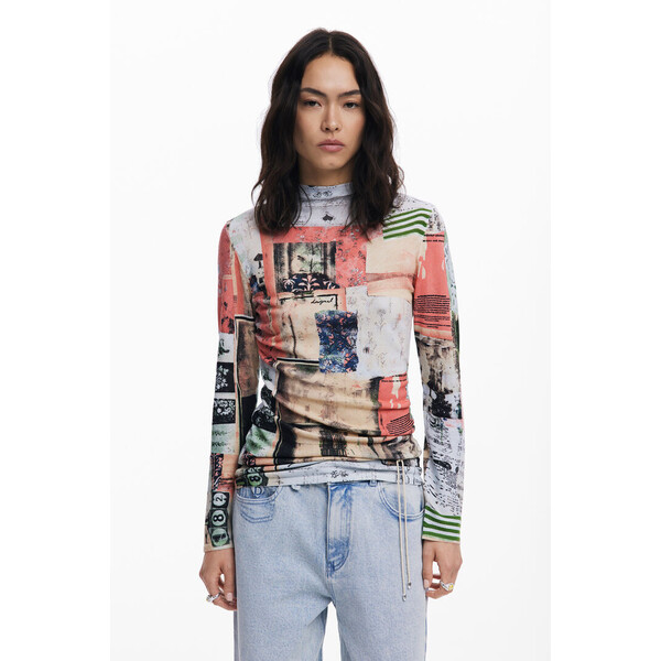 Desigual Cienki sweter z pocztówkami 25WWJF399019
