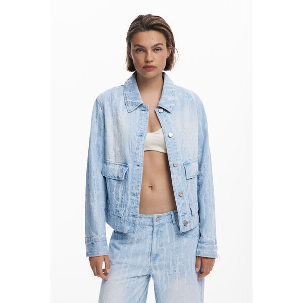 Desigual Kurtka jeansowa z kieszeniami 25WWEDX15053