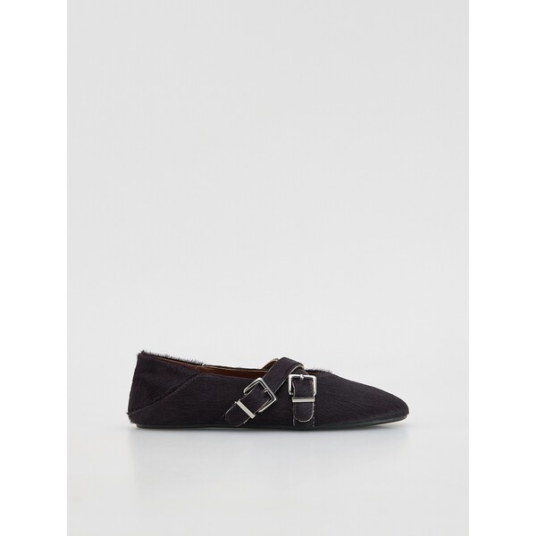 Reserved Skórzane baleriny z włosem 121FF-83X