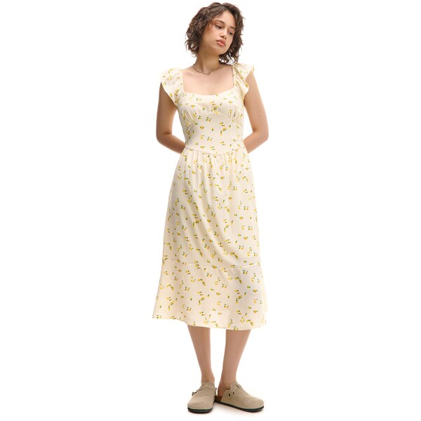 Cropp Żółta sukienka midi w cytryny 563CT-10M