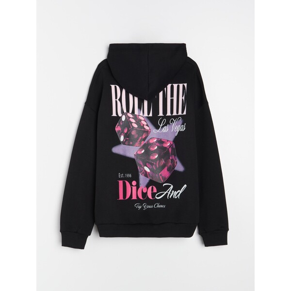 Sinsay Bluza hoodie z nadrukiem na plecach 451HN-99X