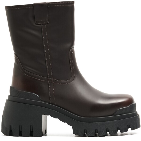 Cropp Brązowe botki z matowej imitacji skóry 656DC-88X