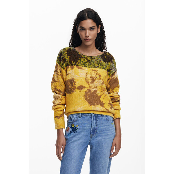 Desigual Sweter w kwiaty Jacquard 25WWJF308018