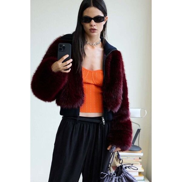 Desigual Kurtka z malinowego futra 25WWEW673006