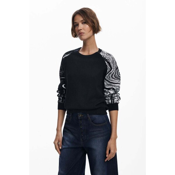 Desigual Sweter z marmurkowymi rękawami 25WWJF282000