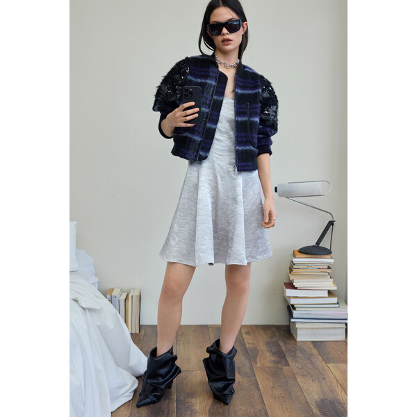 Desigual Haftowana kurtka bomber w kratę 26SWEWXB3011