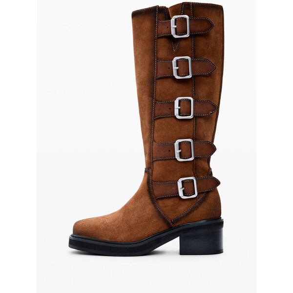 Desigual Wysoki botek skórzany z klamrami 26SSTL036029