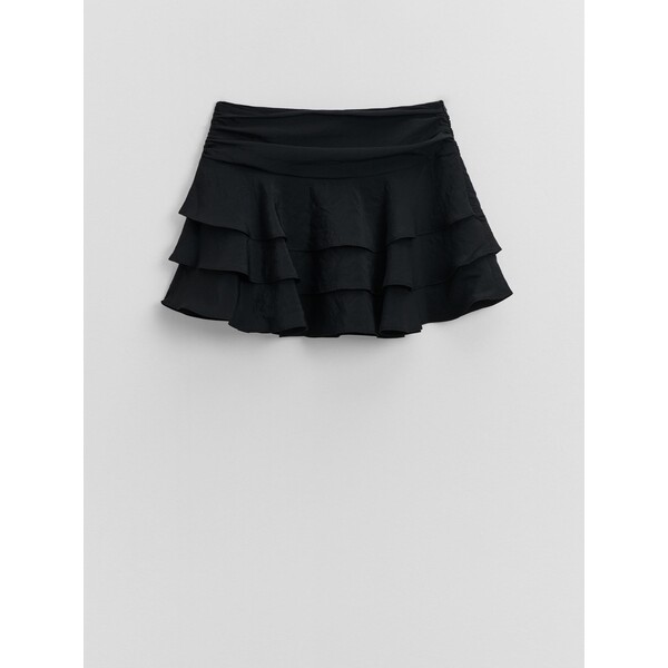 House Czarne spódnico-spodenki z falbankami i modalem w składzie 562HF-99X