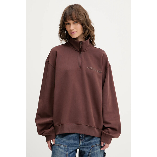 adidas Originals bluza Essentials  damska kolor brązowy z nadrukiem JW1023