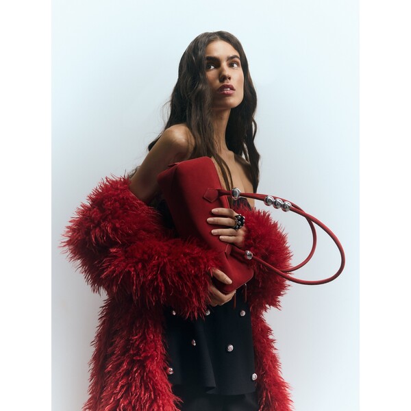 Reserved Zamszowa torebka na ramię 023IJ-53X