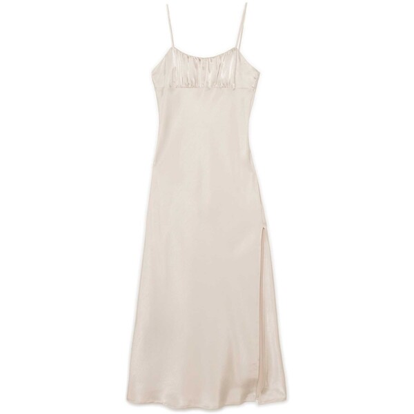 Cropp Satynowa kremowa sukienka 580FK-08X