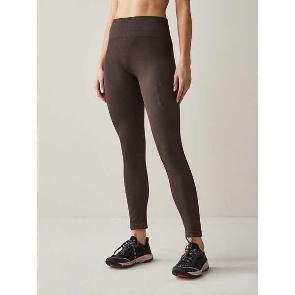 Next Czekoladowy brąz - Prążkowane legginsy bezszwowe z wysokim stanem C74-786