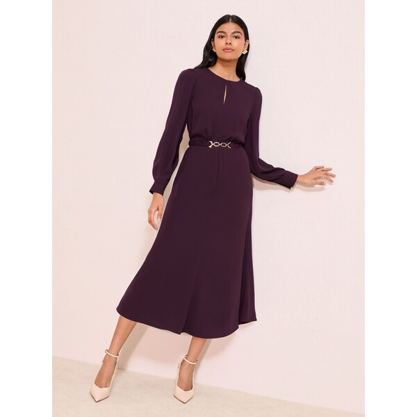 Bordowy - Friends Like These Keyhole Snaffle Midi Dress F92-949