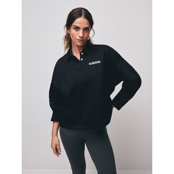 Czarny - adidas Essentials Linear Polo Sweatshirt AR1-280