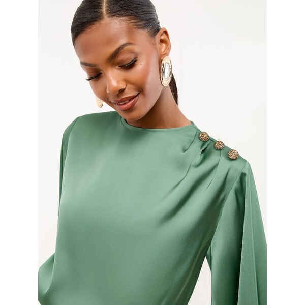 Green Button Detail - Lipsy Satin Blouse F84-562