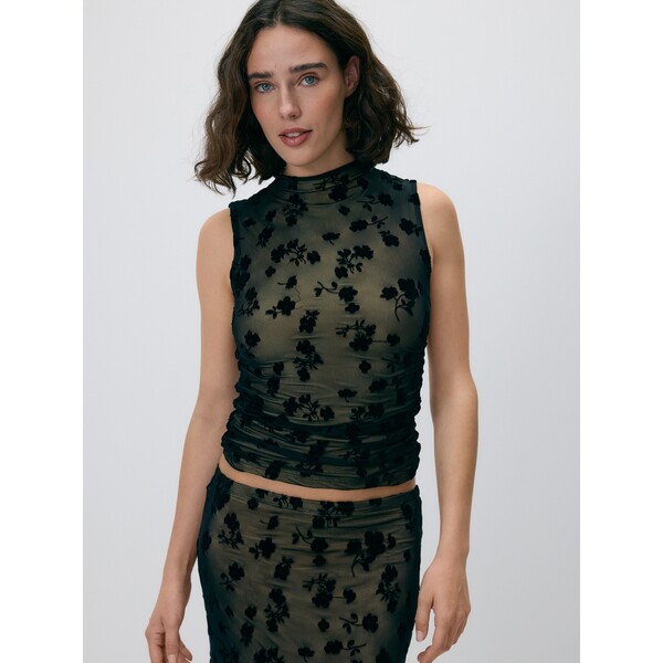 Reserved Siateczkowy top z haftem 663IU-99X