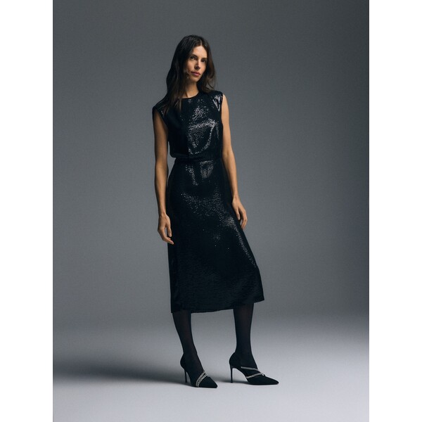 Reserved Sukienka midi z cekinami 197HU-99X