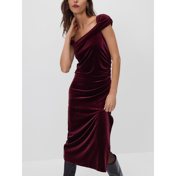 Reserved Welurowa sukienka midi 651EH-83X