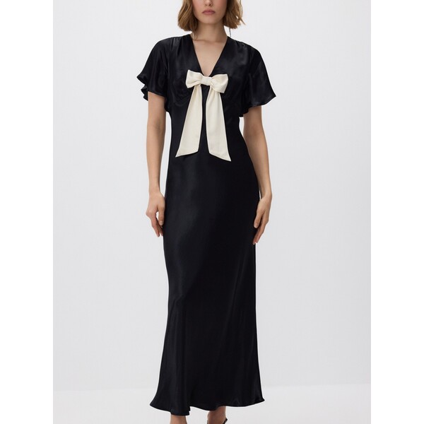 Reserved Satynowa sukienka z kokardą 461IM-99X