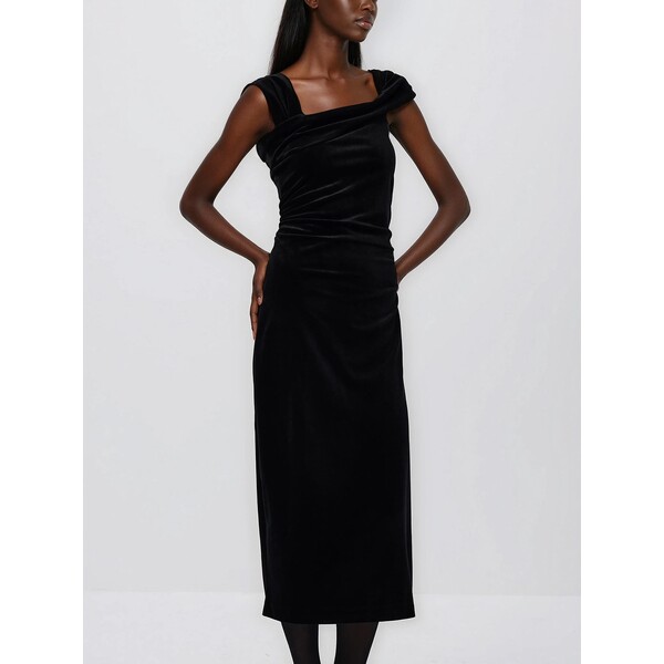 Reserved Welurowa sukienka midi 651EH-99X