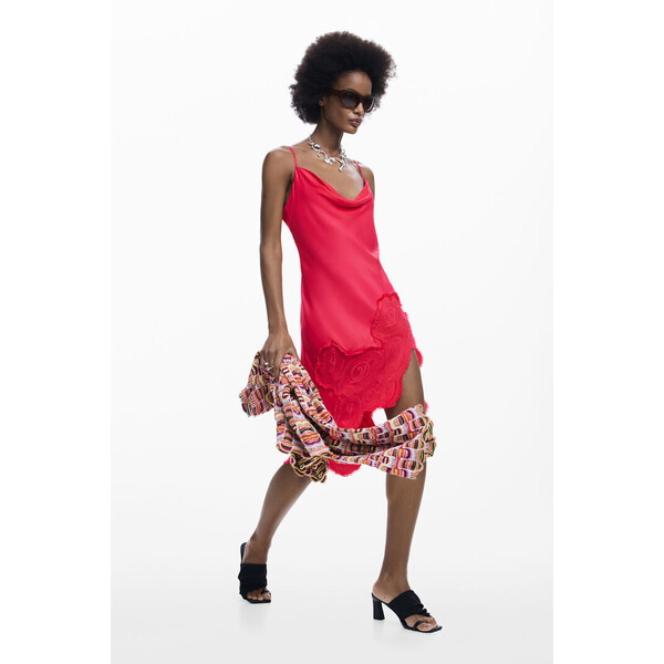 Desigual Asymetryczna sukienka bieliźniana 26SWVWX23001