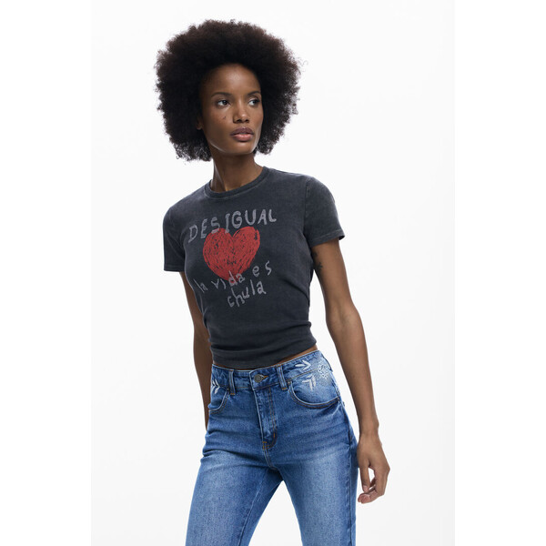 Desigual Koszulka z sercem 26SWTKX82002