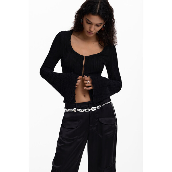 Desigual Koszulka z zapięciami i wiązaniem 26SWTK192000