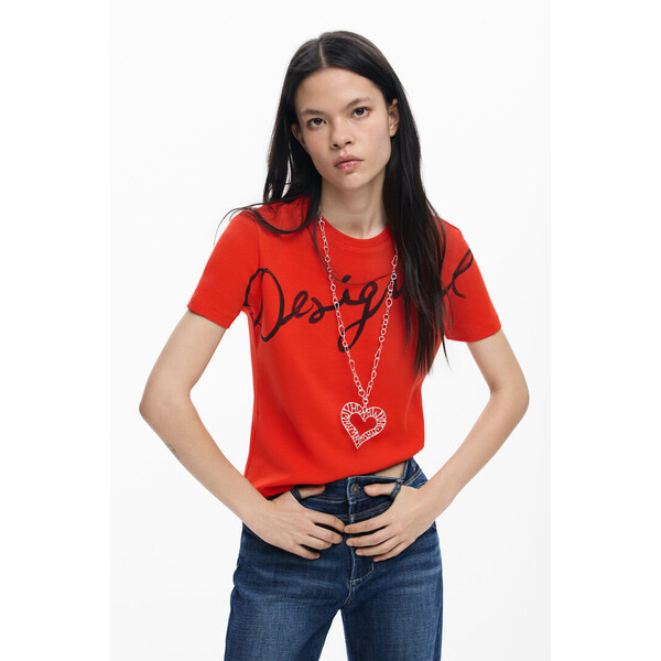 Desigual Koszulka z logo z dzianiny 26SWTK073005