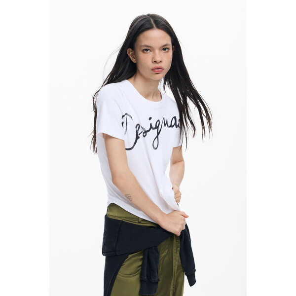 Desigual Koszulka z logo z dzianiny 26SWTK071000