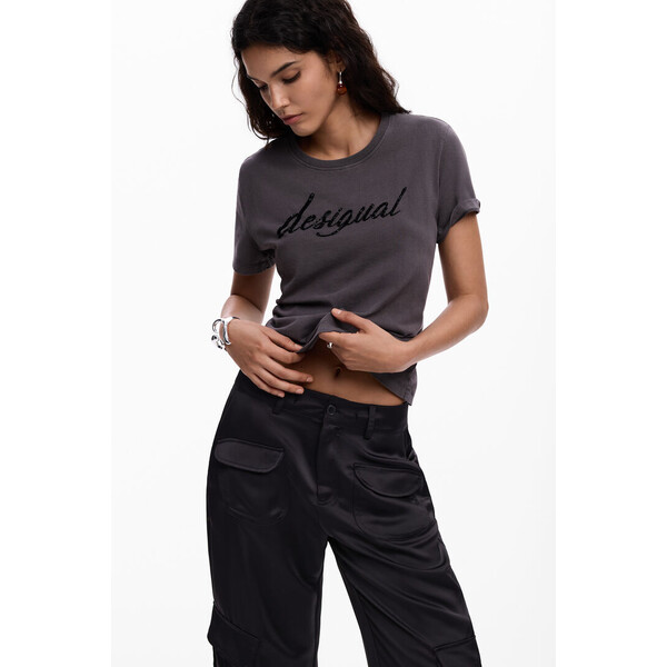 Desigual Koszulka z haftowanym logo 26SWTK082058