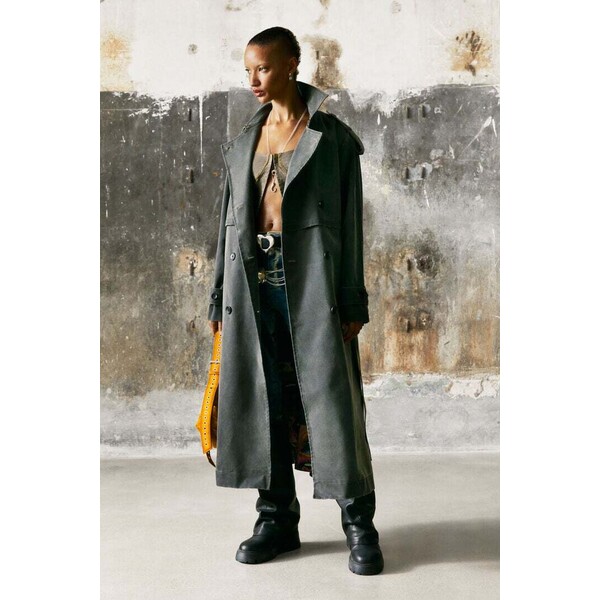 Desigual PŁASZCZ TRENCH ZE SKÓRZANYM EFEKTEM 26SWEWXC2006
