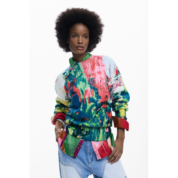 Desigual Sweter z nadrukiem Arty 26SWJFX64014