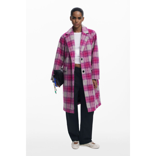 Desigual Różowy płaszcz w kratę 25WWEW153033
