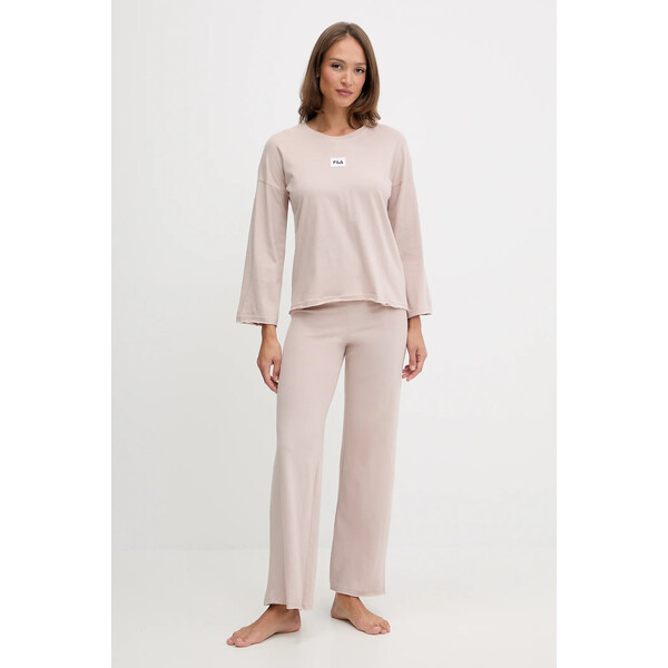 Fila piżama bawełniana  damska kolor beżowy bawełniana FPW4218