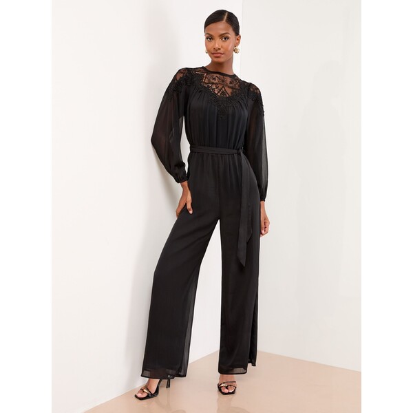 Lipsy Long Sleeve Lace Cutwork Jumpsuit F98-814