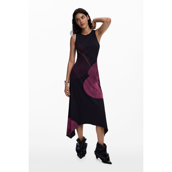 Desigual Asymetryczna sukienka makowa 26SWVK062000