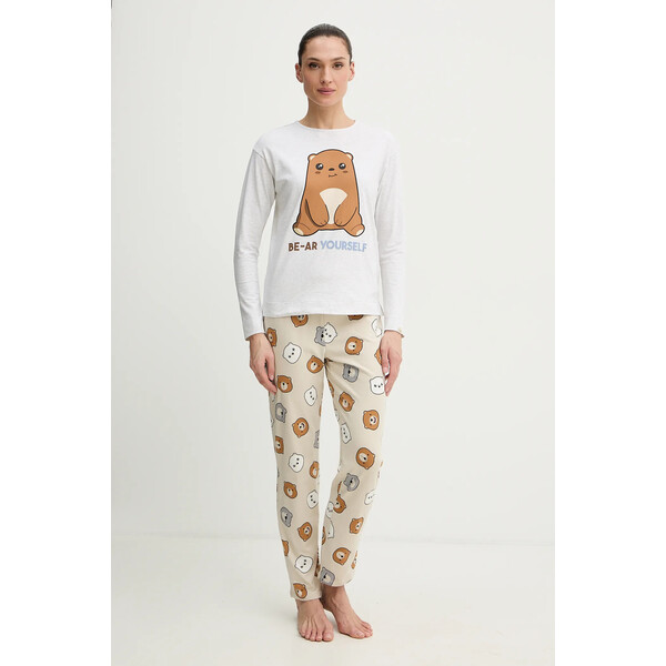 United Colors of Benetton piżama  damska kolor szary 3DKE3P04C
