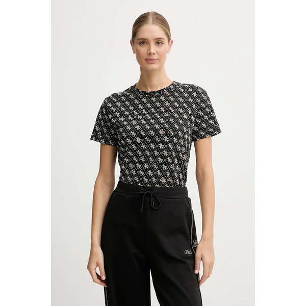 Guess t-shirt bawełniany RHOMBUS  damski kolor czarny V5BI14 I3Z14