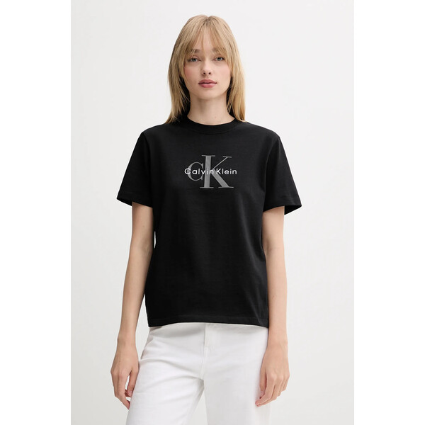 Calvin Klein Jeans t-shirt bawełniany  damski kolor czarny LV047B865G