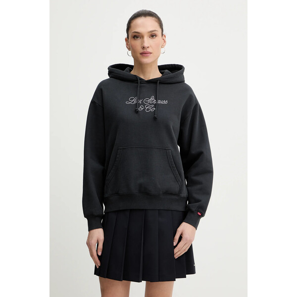 Levi's bluza bawełniana  damska kolor szary z kapturem gładka A7296