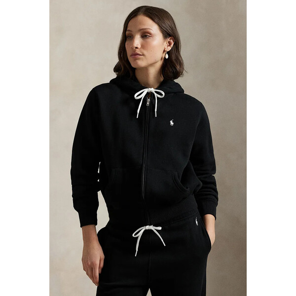 Polo Ralph Lauren bluza  damska kolor czarny z kapturem gładka 211971699