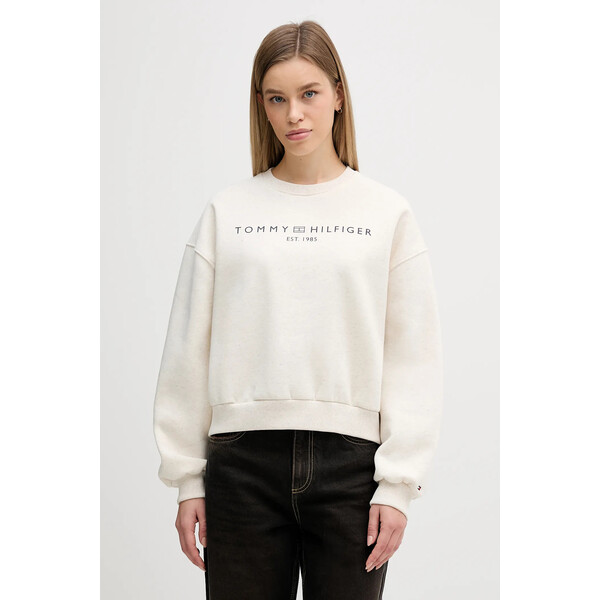 Tommy Hilfiger bluza  damska kolor beżowy z nadrukiem WW0WW47831