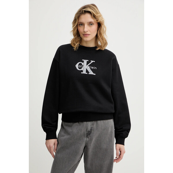 Calvin Klein Jeans bluza  damska kolor czarny z aplikacją LV047E825G