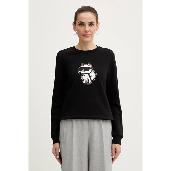 Karl Lagerfeld bluza  damska kolor czarny z nadrukiem A4W20043