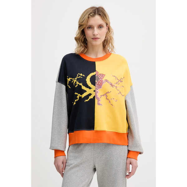 United Colors of Benetton bluza bawełniana dziecięca x Stranger Things  damska kolor szary wzorzysta 33NVD10BB