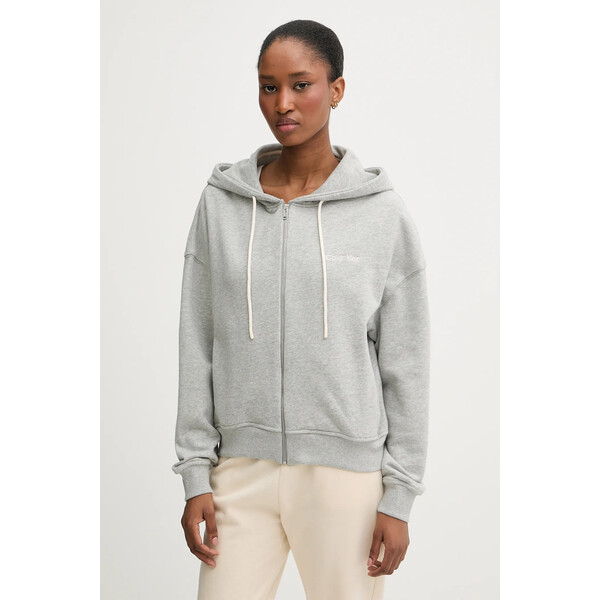 Calvin Klein Underwear bluza lounge  damska kolor szary z kapturem gładka LV00QS7513